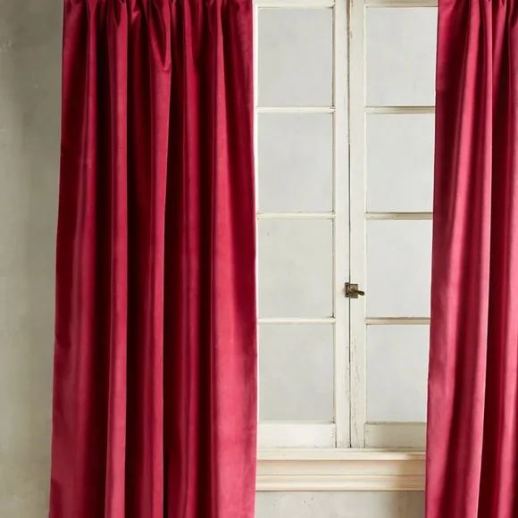 Anthropologie Matte Velvet Curtain Panel Set